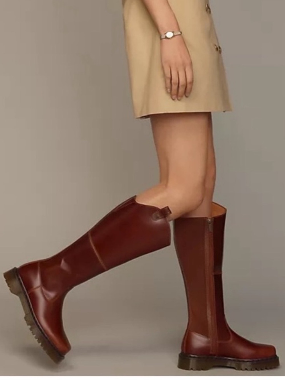 AMAAYAH Knee High Leather Riding Boots Butter Scotch